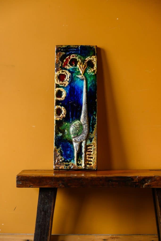 Peacock Glazed Ceramic Panel #1245 - Retrouvius