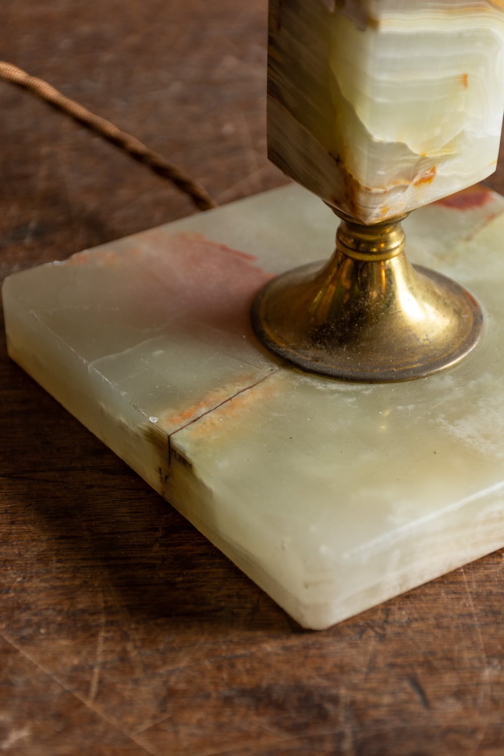 Onyx And Brass Table Lamp #6478 - Retrouvius