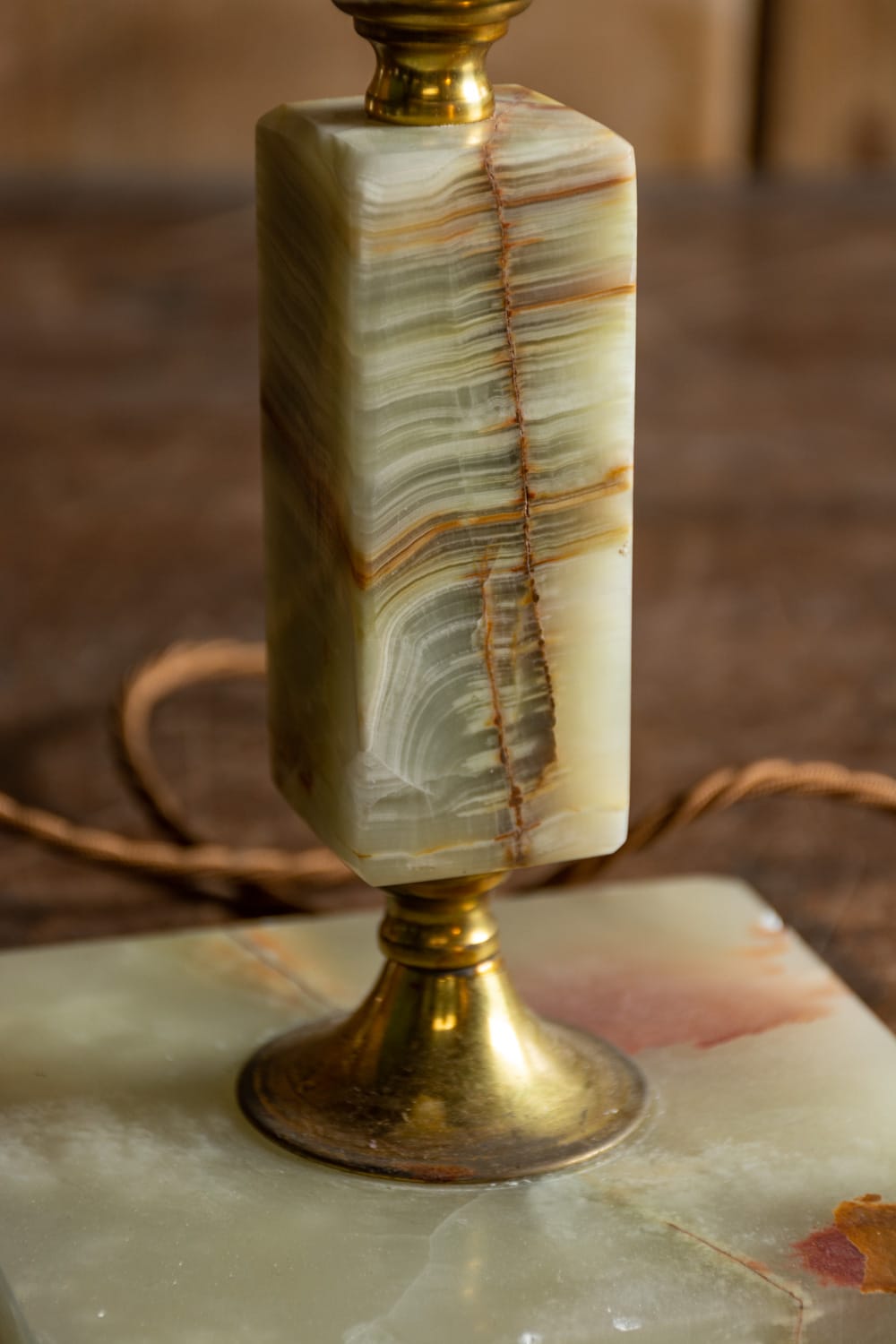 Onyx And Brass Table Lamp #6478 - Retrouvius