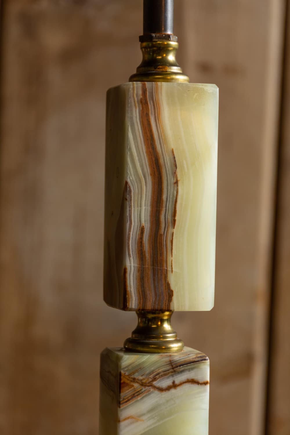 Onyx And Brass Table Lamp #6478 - Retrouvius