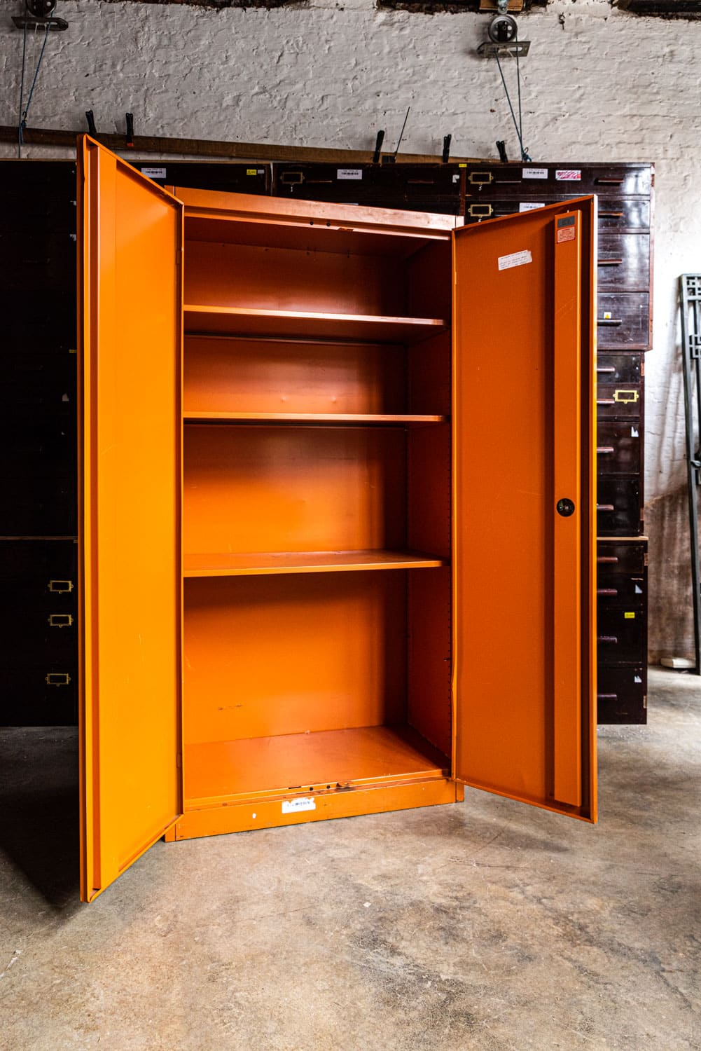 Orange Metal Stationery Cupboard 8649 Retrouvius