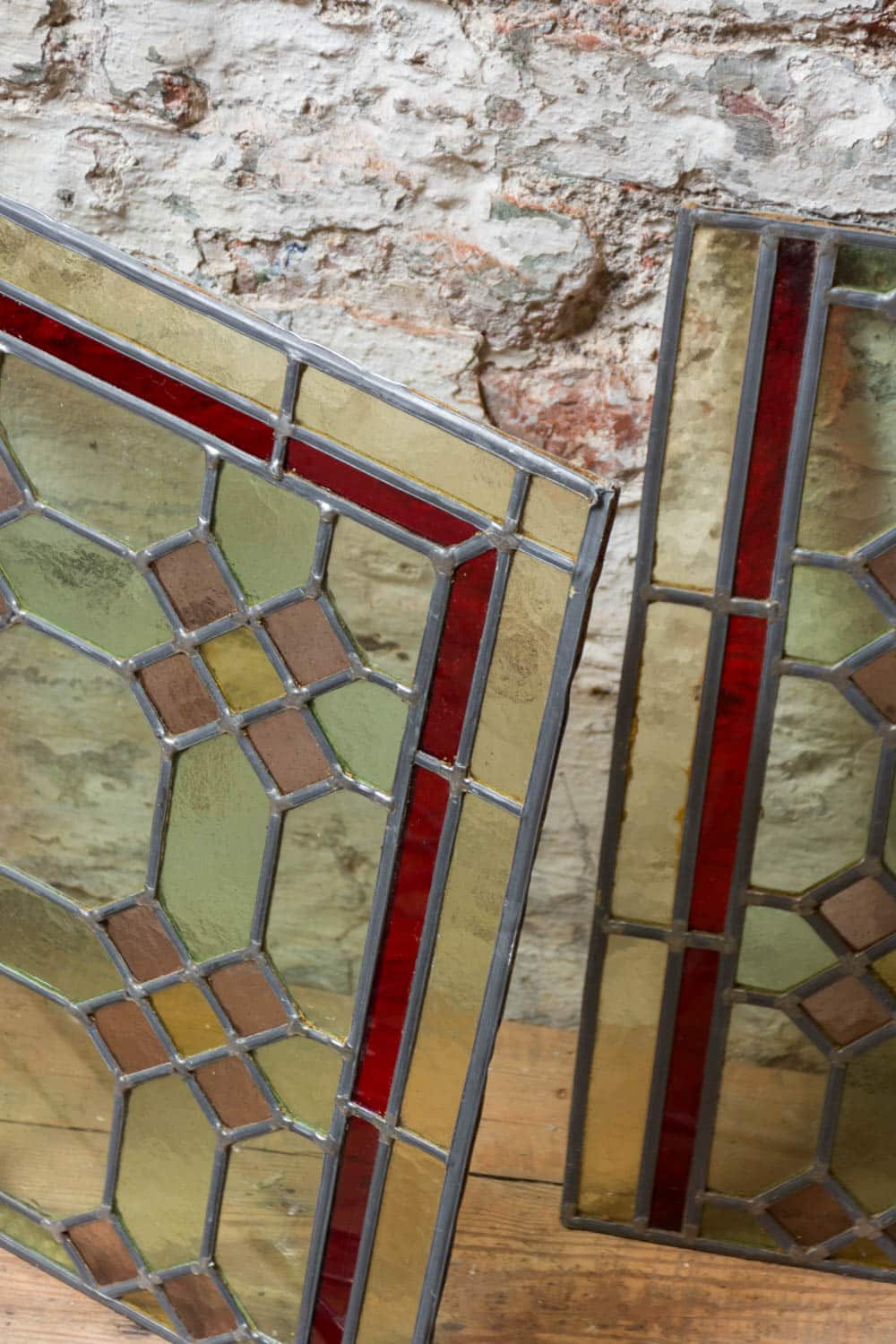 Small Stained Glass Diamond-Shaped Panels #9653 - Retrouvius