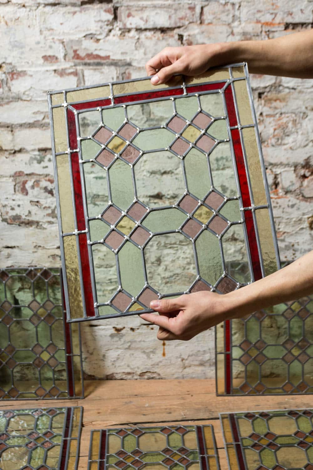 Small Stained Glass Diamond-Shaped Panels #9653 - Retrouvius
