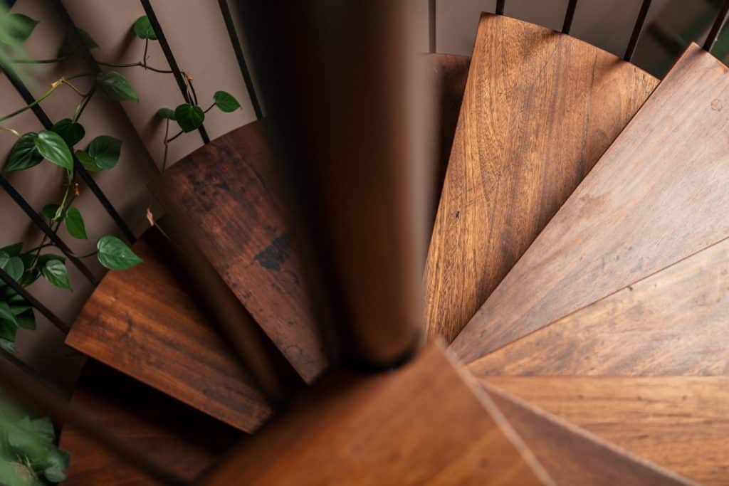 Reclaimed iroko staircase
