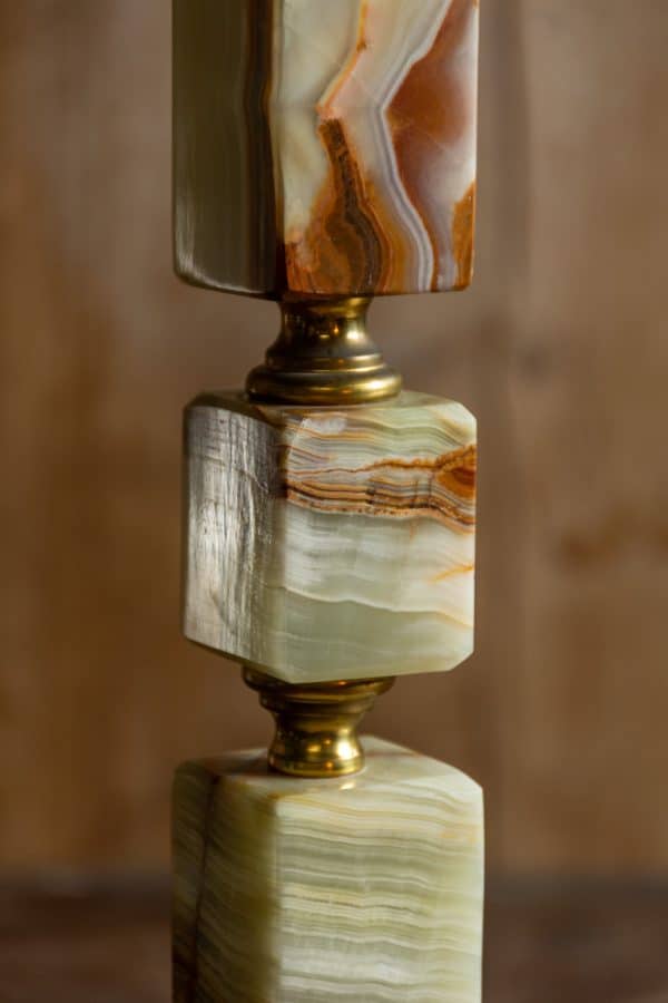 Onyx And Brass Table Lamp #6478 - Retrouvius