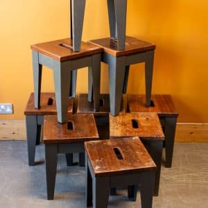 Iroko-topped stools #8058