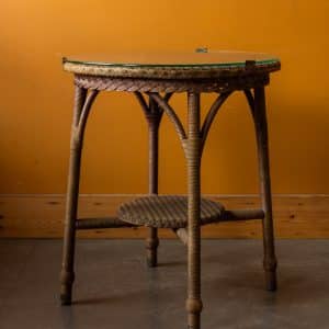 Glass-Topped Lloyd Loom Table #9677