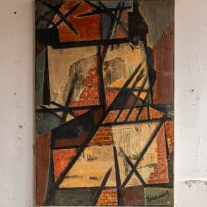 1960s Collage Painting 'Demolition' #9704