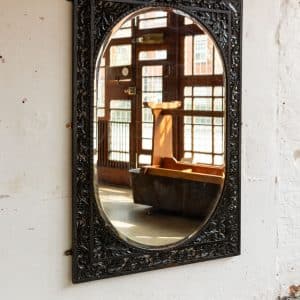 Large Carved Ebonised Mirror #9802