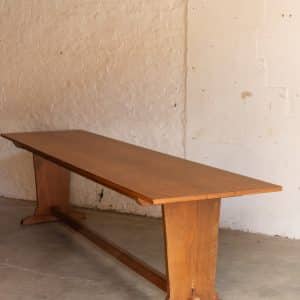 Large Refectory Table with Veneer Top #9851