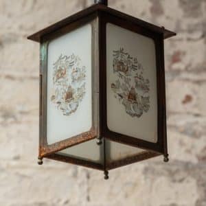 Painted Glass Chinoiserie Lantern #9994