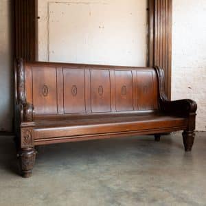 Carved Oak Hall Bench #1163