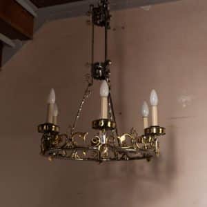 Polished Steel and Brass Chandelier #1328