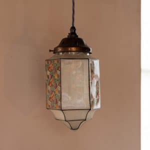 Art Deco Floral and Frosted Glass Lantern #1345