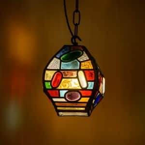 Coloured Leaded Glass Lantern #1529